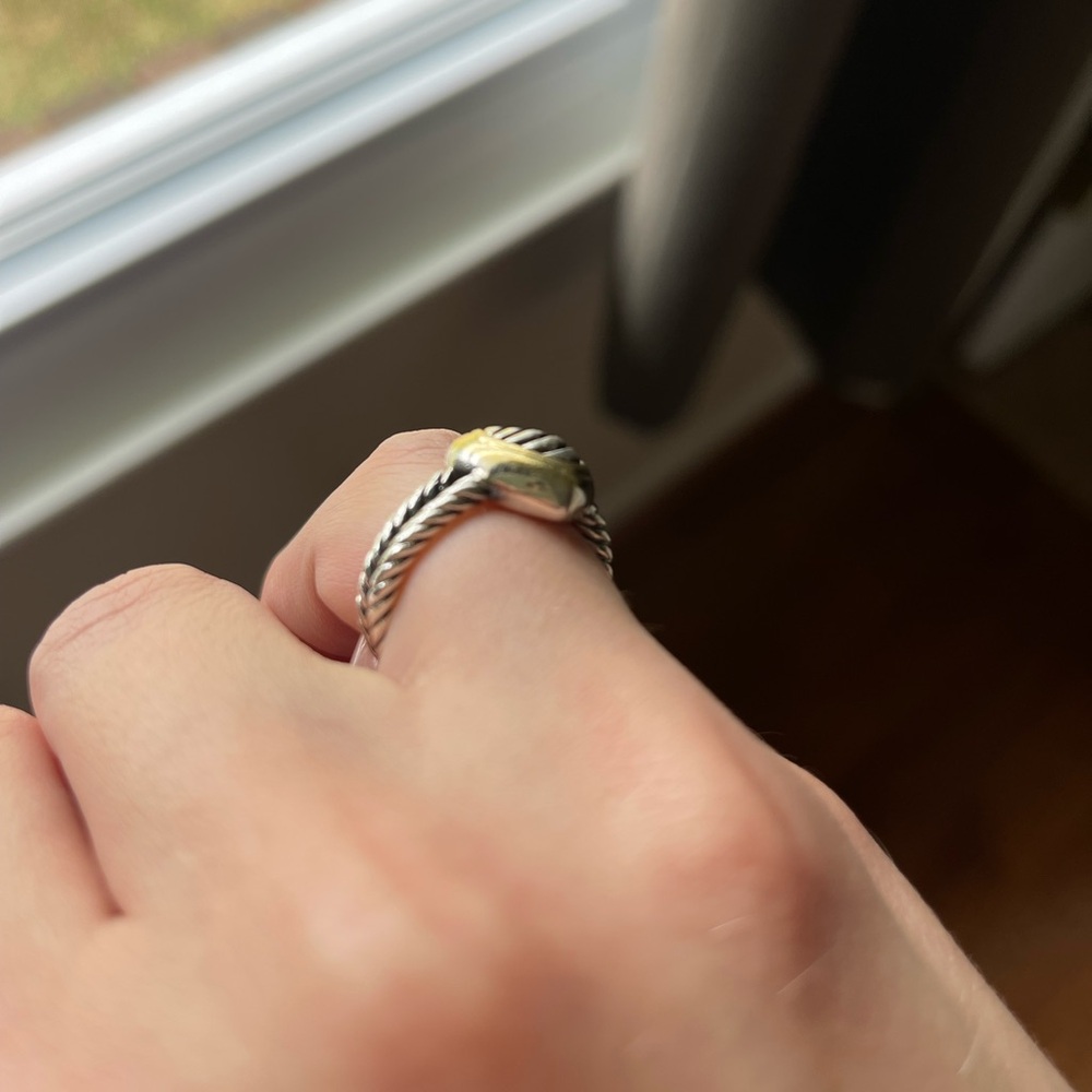 Vintage! David Yurman 18k Yellow Gold Sterling Silver Cable Heart Ring - Picture 3 of 5